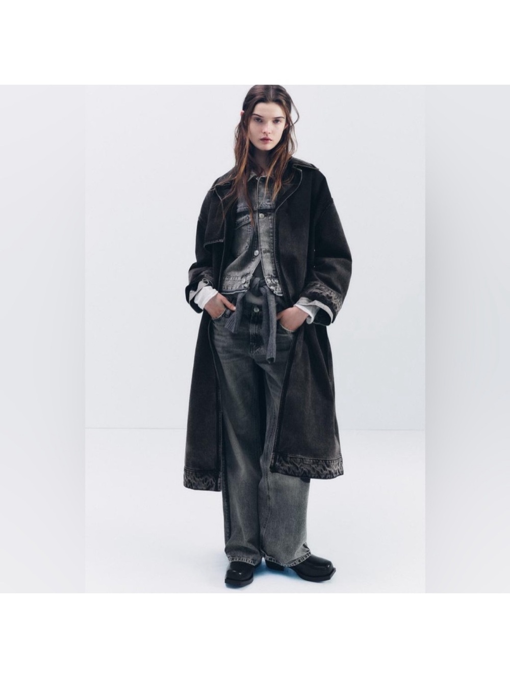 Zara Black Long Trench Coat - Women